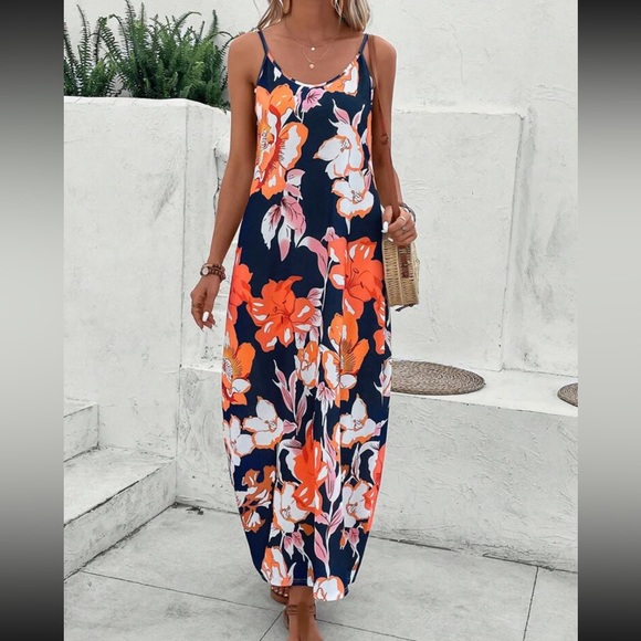 Boho floral print spaghetti straps maxi dress - Picture 6 of 6
